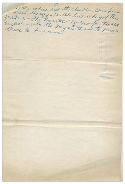 Moe Howard's Handwritten Signed Comedy Sketch, Circa Mid-1950s, With Shemp -- Manuscript Spans 5 Pages
